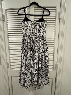 La Ligne Black and White Polka Dot Midi Dress